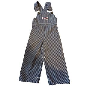 Vintage Stone Apparel Toddler Blue White Striped Overalls Size 18 Months